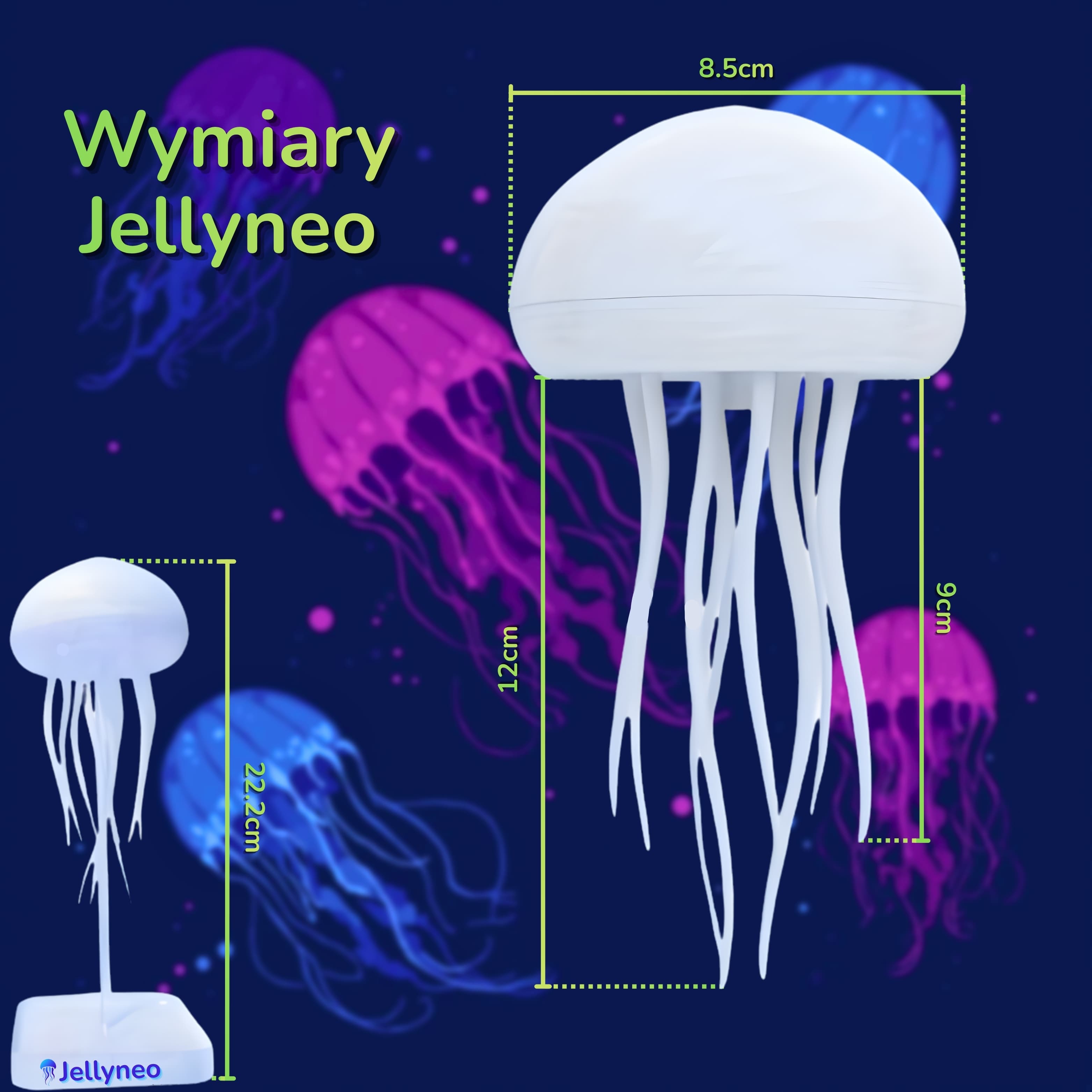 JellyNeo - Bioniczna Lampka Meduza LED RGB relaksacyjna 🌊
